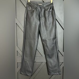 NWT Chevignon Faux Leather Straight Leg Pants – Black, Size 6